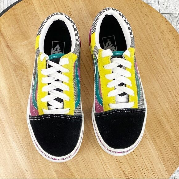 Vans Off The Wall Old Skool Juxtapoze Multicolor Lace Up Sneakers Youth Size 1 - Picture 4 of 11